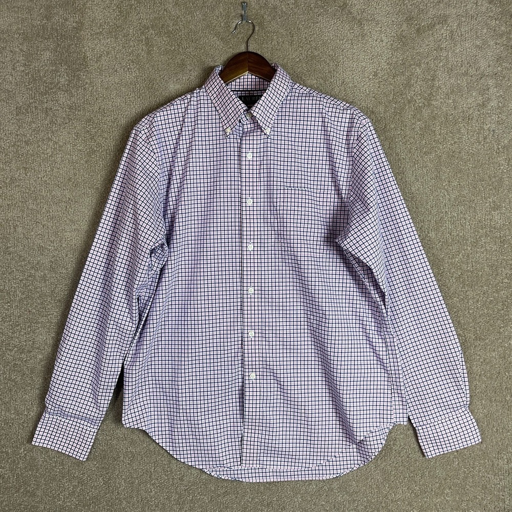 Lauren Ralph Lauren Dress Shirt Mens 16.5 Blue/Pink Classic Fit Checked Non Iron